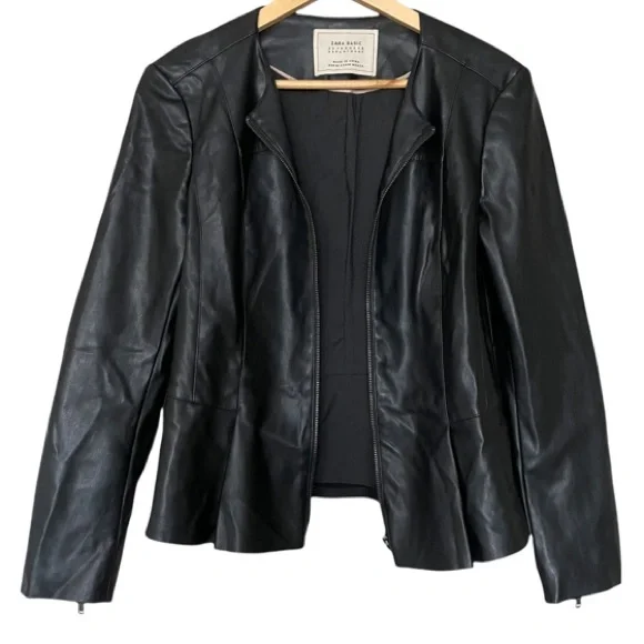 Zara | Jackets & Coats | Zara Basic Black Faux Peplum